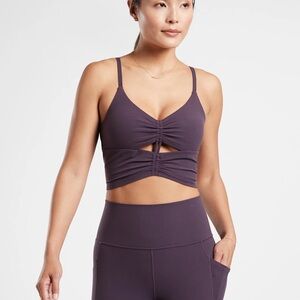 Athleta Cinch Longline Sports Bra in Plum